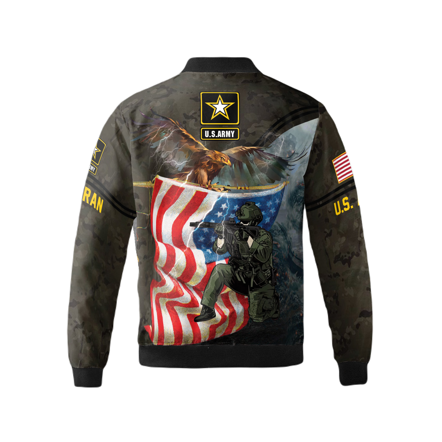 Veteran Bomber Jacket Soliders US Army Veteran Eagle Bomber Gray Unisex