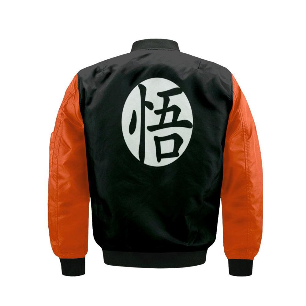 Dragon Ball Bomber Jacket Dragon Ball Son Goku Character Bomber Black Orange Unisex