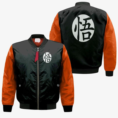 Dragon Ball Bomber Jacket Dragon Ball Son Goku Character Bomber Black Orange Unisex