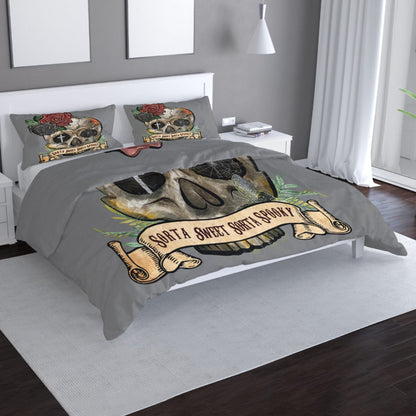 Skull Bedding Set Sorta Sweet Sorta Spooky Duvet Covers Gray Unique Gift