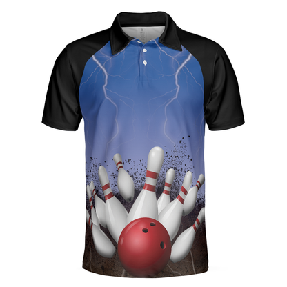 Bowling Polo Shirt Spare No One Bowling Boys Polo Shirts Black Blue