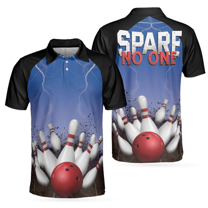 Bowling Polo Shirt Spare No One Bowling Boys Polo Shirts Black Blue