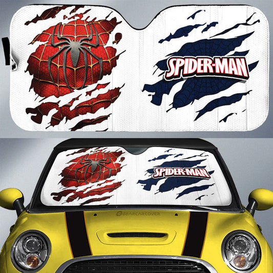 Spiderman Car Sun Shade Spiderman Uniform Suit Graphic Winshield Sun Shade White Red