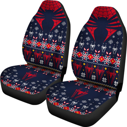 Spiderman Car Seat Covers Spiderman Symbols Christmas Pattern Seat Covers Red Blue