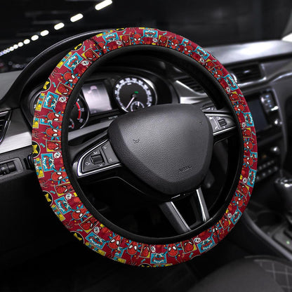 Spiderman Steering Wheel Cover Spiderman Spider Sense Comic Style Driving Wheel Cover Red