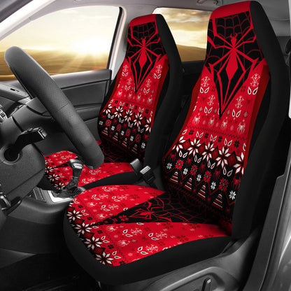 Spiderman Car Seat Covers Spiderman Eyepatch Symbol Christmas Pattern Seat Covers Red Black