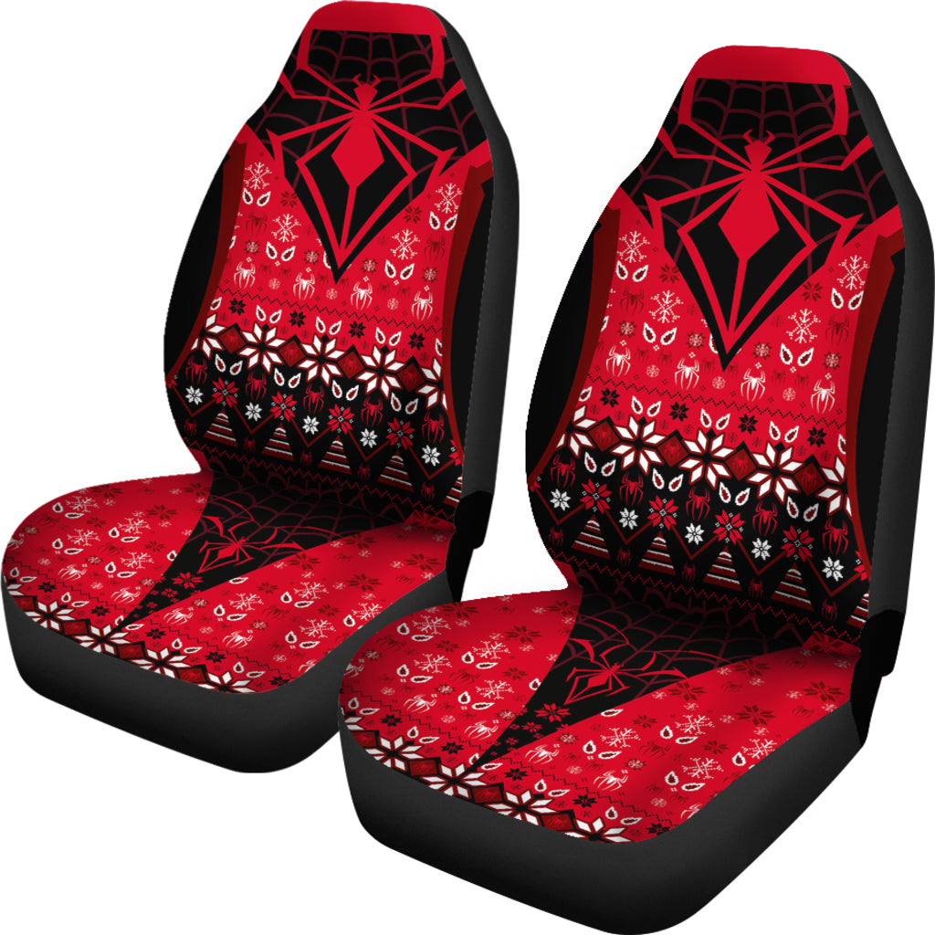 Spiderman Car Seat Covers Spiderman Eyepatch Symbol Christmas Pattern Seat Covers Red Black