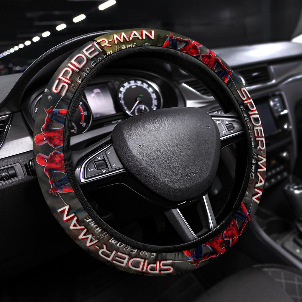 Spiderman Steering Wheel Cover Spiderman Far From Home Driving Wheel Cover Gray