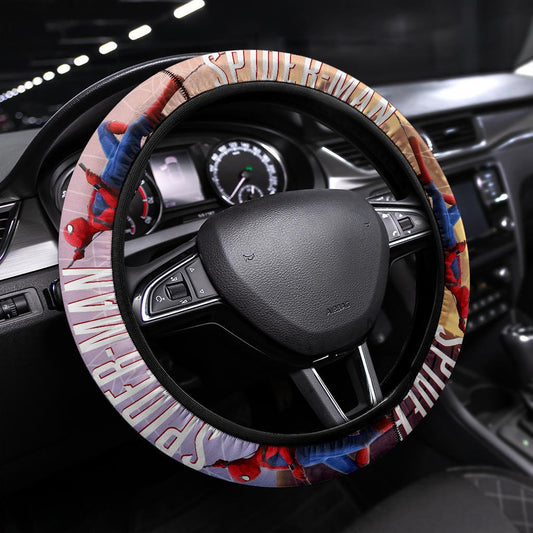 Spiderman Steering Wheel Cover Spiderman Lying On Web Driving Wheel Cover Colorful