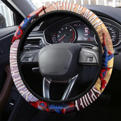 Spiderman Steering Wheel Cover Spiderman Lying On Web Driving Wheel Cover Colorful