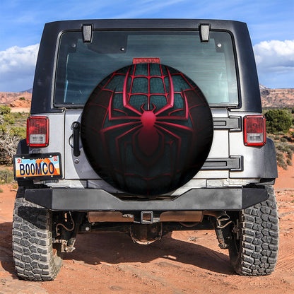 Spiderman Spare Tire Cover MV Spiderman Suit Symbol Pattern Tire Covers Black Red