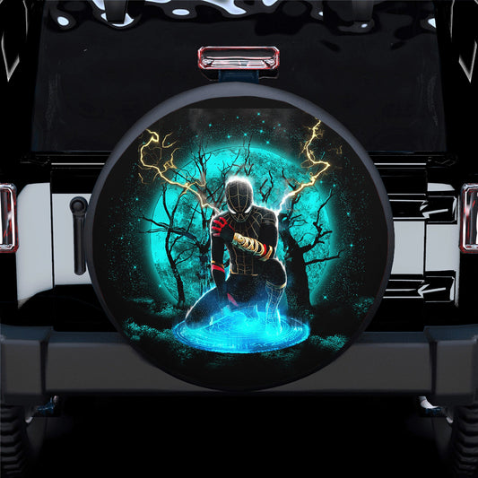 Spiderman Spare Tire Cover MV Spiderman Black Suit No Way Home Moonlight Tire Covers Black Blue