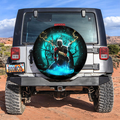 Spiderman Spare Tire Cover MV Spiderman Black Suit No Way Home Moonlight Tire Covers Black Blue