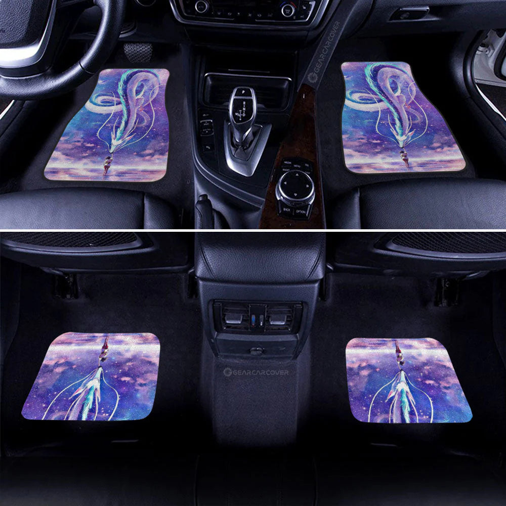 SGhibli Car Mats SGhibli Chihiro With Kohaku In Dragon Form Car Floor Mats Purple Blue