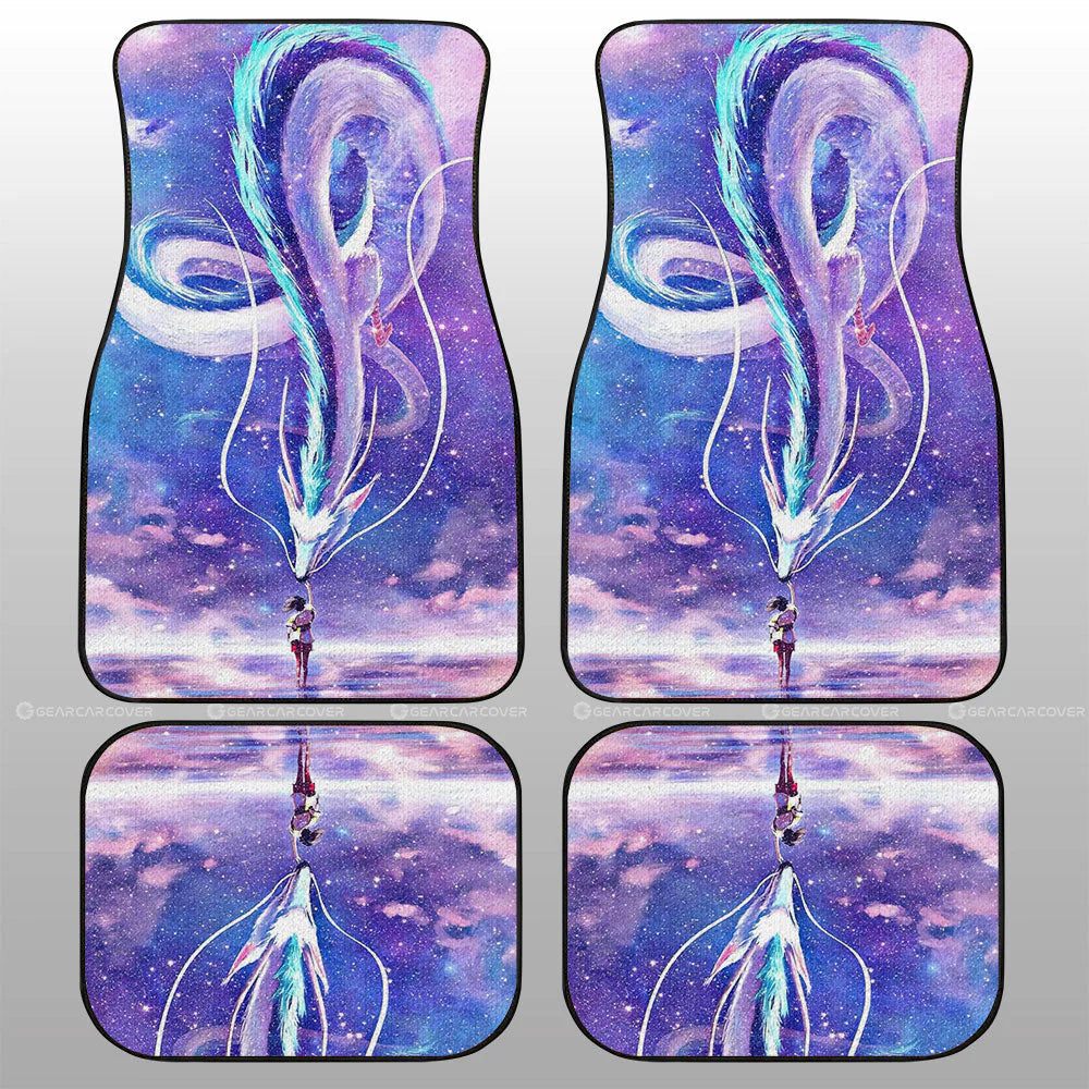 SGhibli Car Mats SGhibli Chihiro With Kohaku In Dragon Form Car Floor Mats Purple Blue