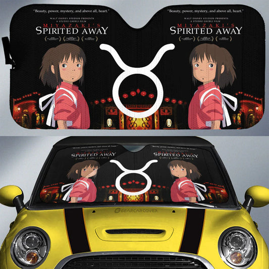 SGhibli Car Sun Shade Spirited Away Chihiro Gaphic Winshield Sun Shade Black Red