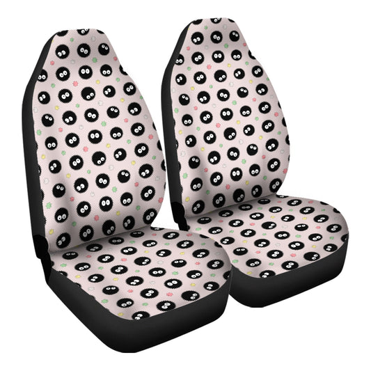 SGhibli Car Seat Covers Susuwatari And Stars Pattern Seat Covers Black Pink