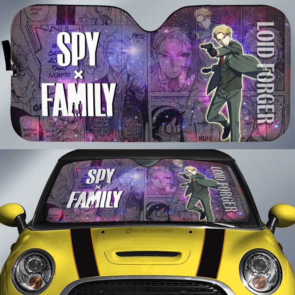 SpyxFamily Car Sun Shade Loid Forger SpyxFamily Manga Pattern Winshield Sun Shade Black Purple