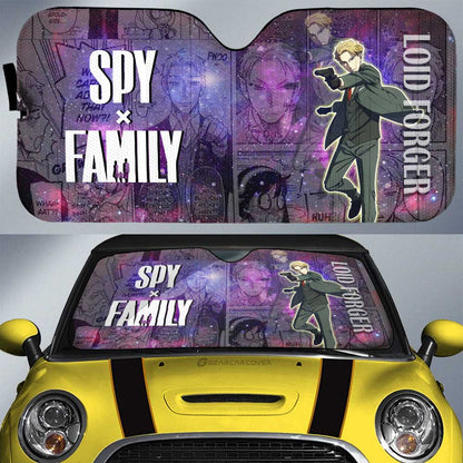 SpyxFamily Car Sun Shade Loid Forger SpyxFamily Manga Pattern Winshield Sun Shade Black Purple