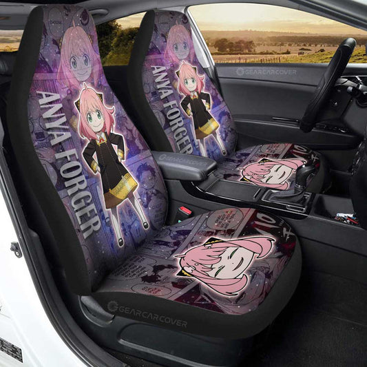 Spy X Family Car Seat Covers Spy X Family Manga Anya Forger Galaxy Style Seat Covers Pink Purple