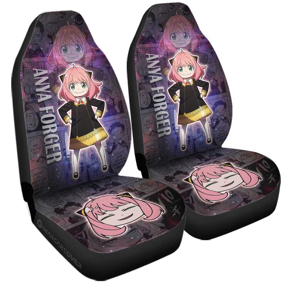 Spy X Family Car Seat Covers Spy X Family Manga Anya Forger Galaxy Style Seat Covers Pink Purple