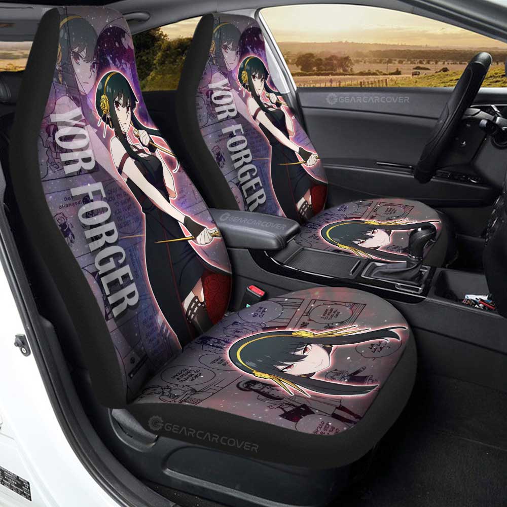 Spy X Family Car Seat Covers Spy X Family Manga Yor Forger Galaxy Style Seat Covers Pink Purple