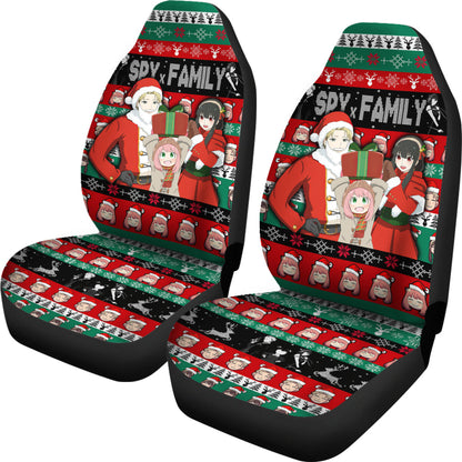 Spy X Family Car Seat Covers Spy X Family Christmas Pattern Seat Covers Red Green