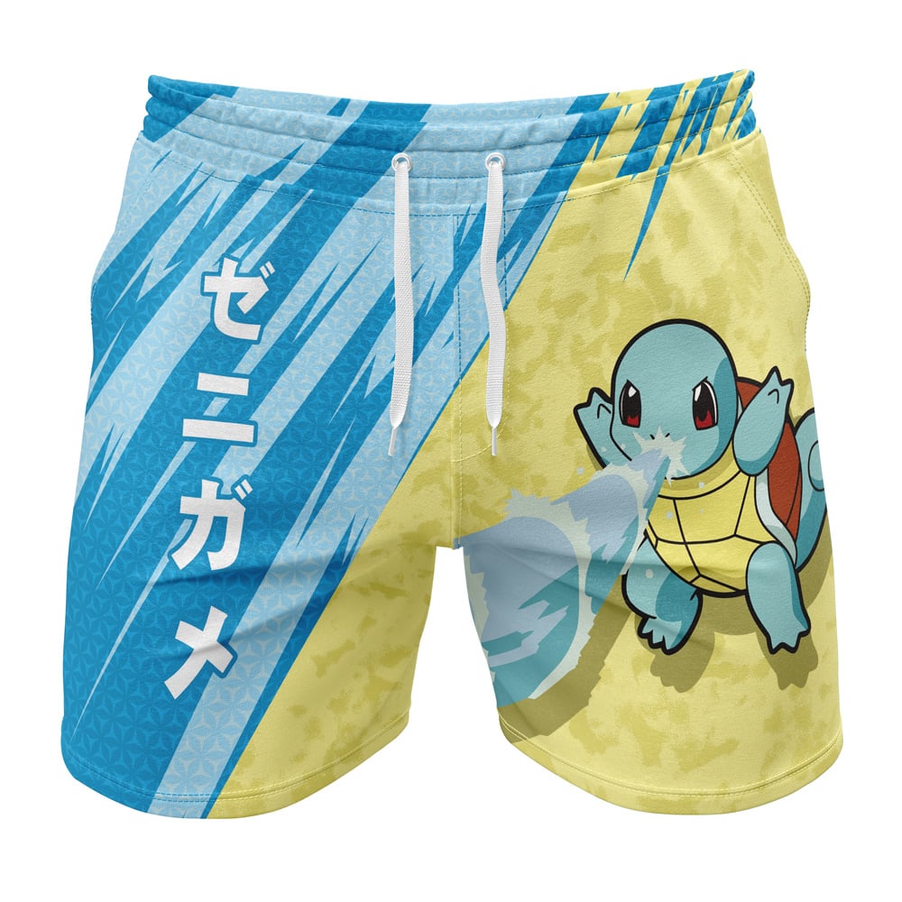 PKM Shorts PKM Squirtle Attack Graphic Beach Shorts Blue Yellow