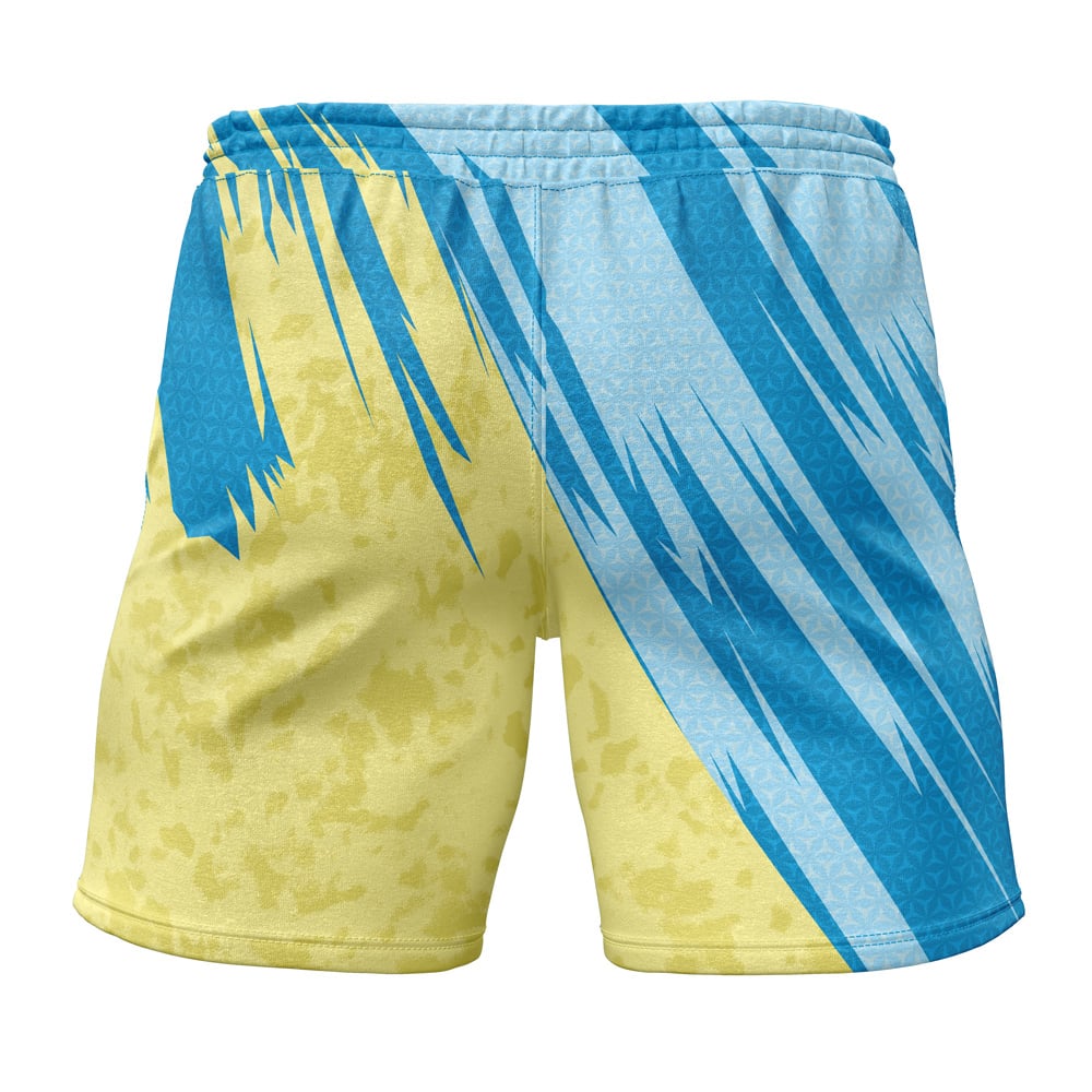 PKM Shorts PKM Squirtle Attack Graphic Beach Shorts Blue Yellow