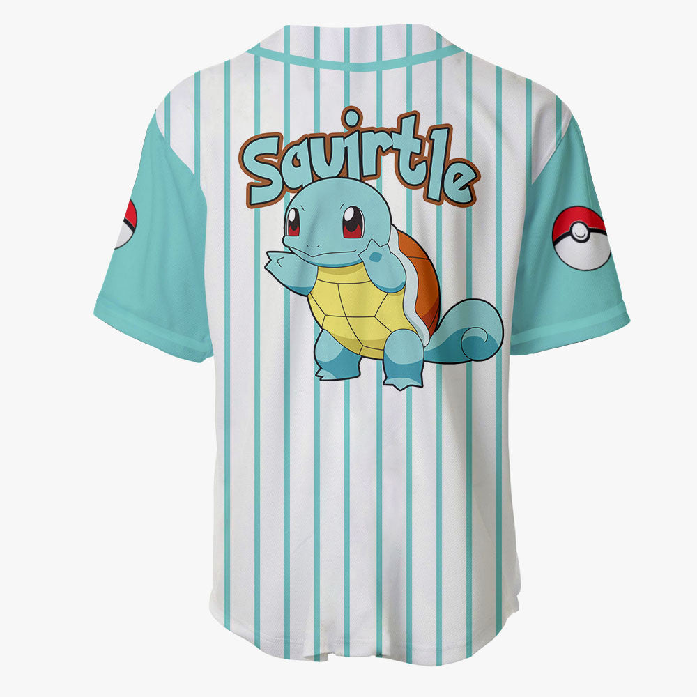 PKM Baseball Jersey PKM Squirtle Graphic Jersey Shirt White Blue Unisex