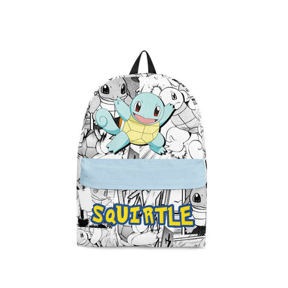 PKM Backpack Squirtle PKM Manga Pattern Backpacks Gray Blue