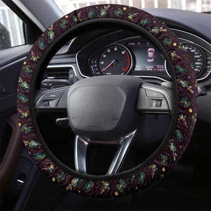 SW Steering Wheel Cover SW Spaceship Aircraft Pattern Driving Wheel Cover Black