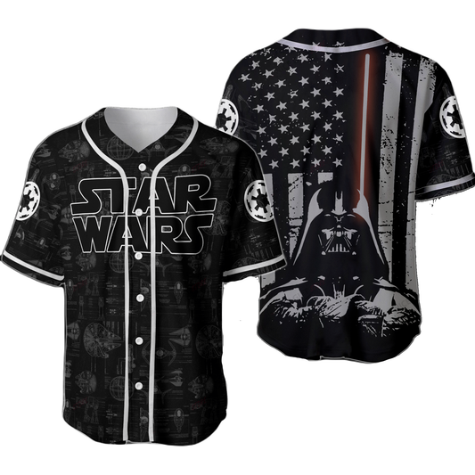 SW Baseball Jersey Darth Vader American Flag SW Jersey Shirt Black Unisex Adult New Release