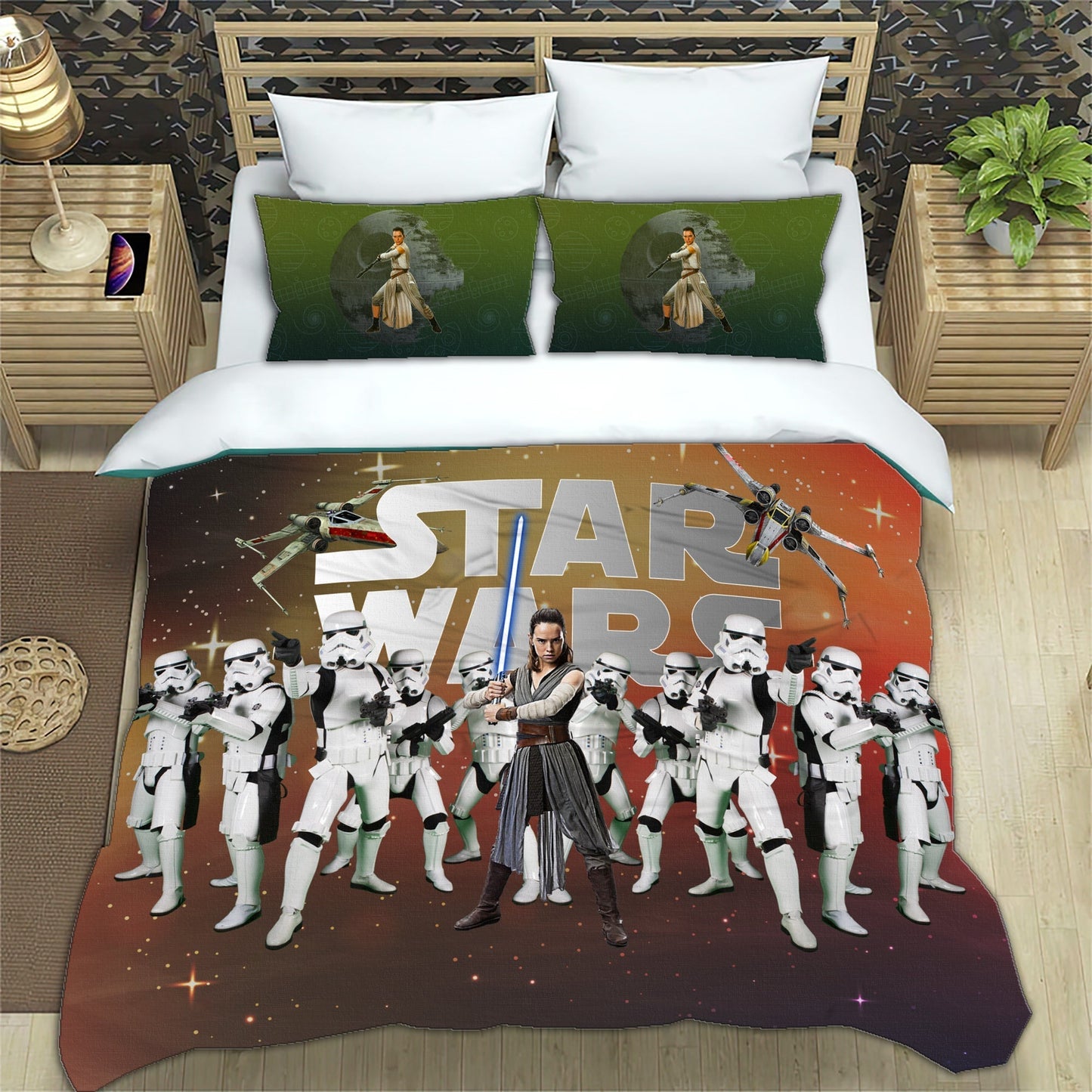 SW Bedding Set SW Rey And Stormtroopers Duvet Covers Orange Unique Gift