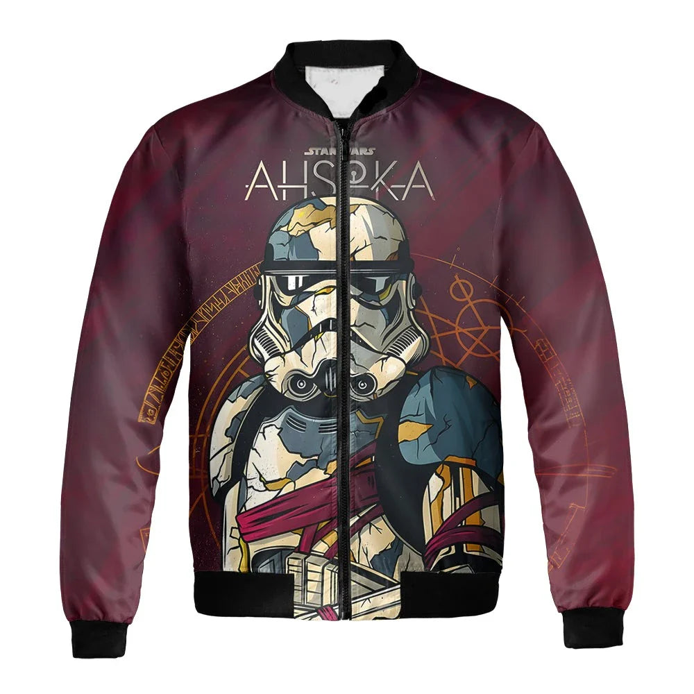 SW Bomber Jacket Asoka Zombie Strormtrooper Graphic Bomber Red Unisex