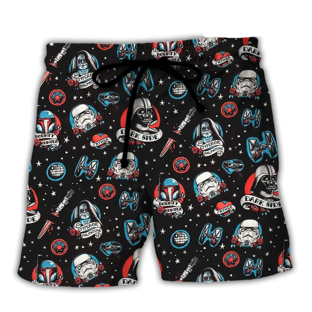 SW Shorts Darth Vader Stormtrooper Dark Side Beach Shorts Black