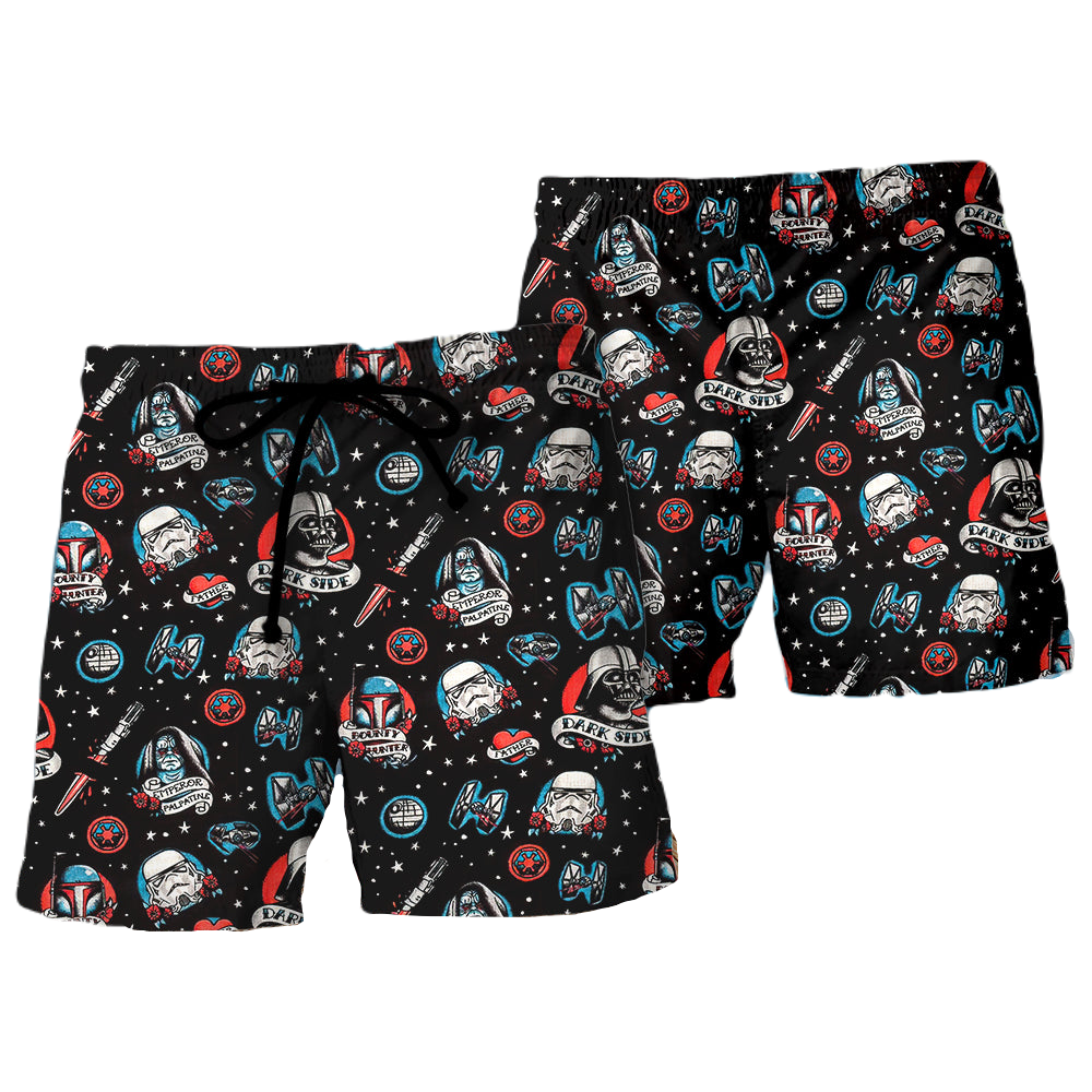 SW Shorts Darth Vader Stormtrooper Dark Side Beach Shorts Black