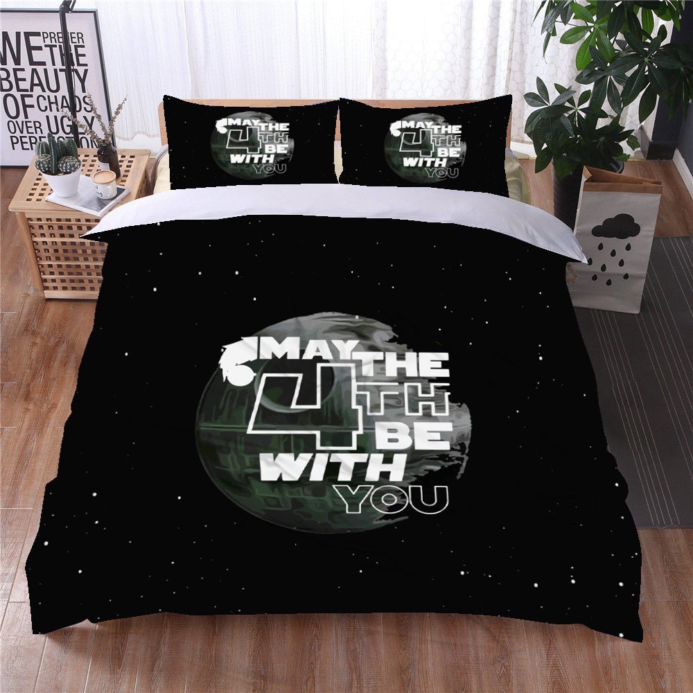 SW Bedding Set Death Star May The 4th Be With You Duvet Covers Black Unique Gift