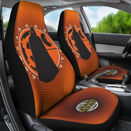 SW Car Seat Covers Darth Vader Death Star Spiral Pattern Seat Covers Orange