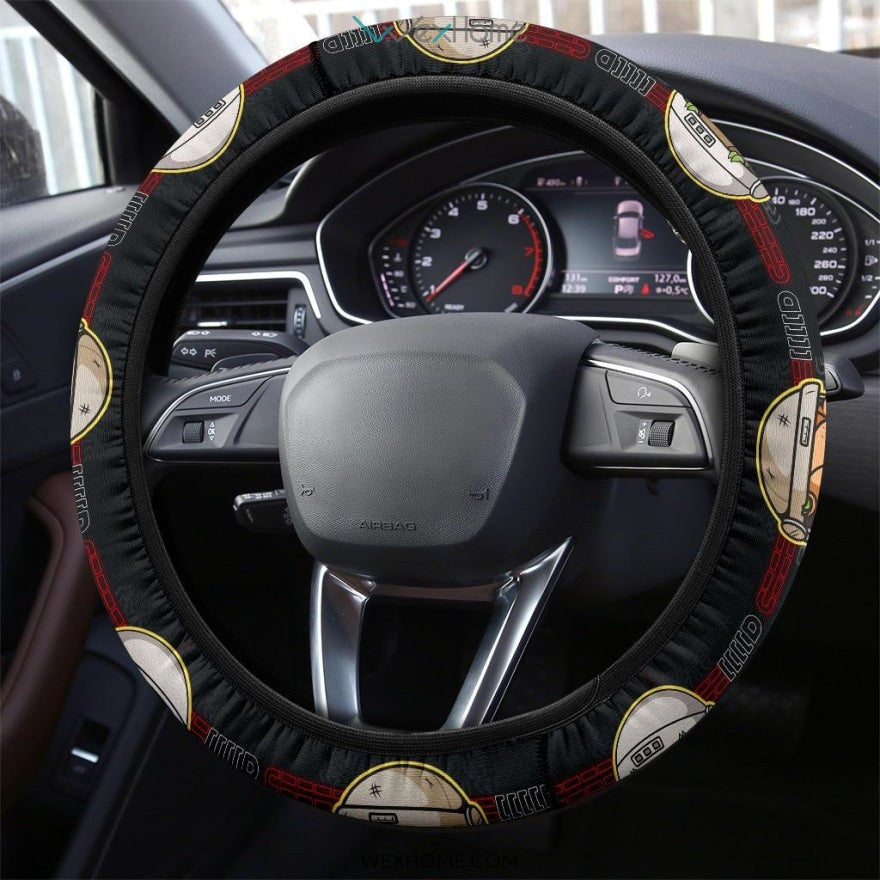 SW Steering Wheel Cover Baby Yoda In Spaceship Patterns Driving Wheel Cover Black