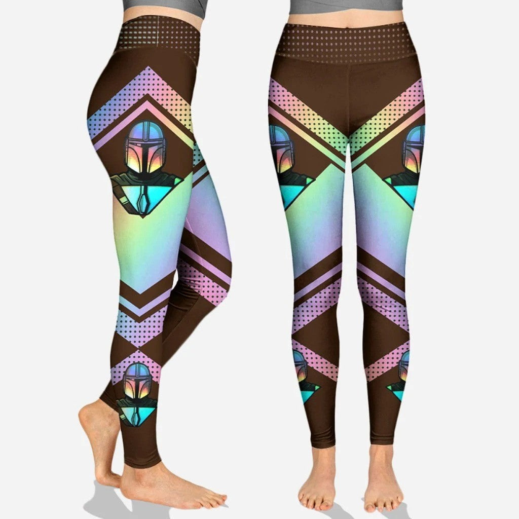 SW Leggings The Mandalorian Graphic Dot Pattern High Waisted Legging Brown For Women