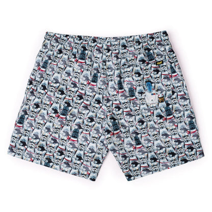 SW Shorts SW Stormtrooper Doodle Pattern Beach Shorts White Gray