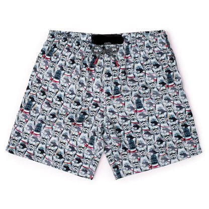 SW Shorts SW Stormtrooper Doodle Pattern Beach Shorts White Gray