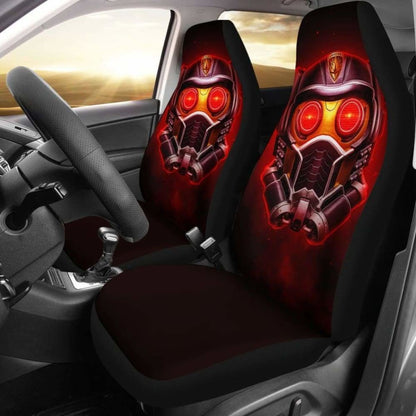 Guardians Of The Galaxy Car Seat Covers MV Star Lord Helmet Graphic Seat Covers Black Orange