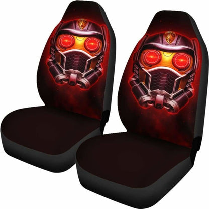 Guardians Of The Galaxy Car Seat Covers MV Star Lord Helmet Graphic Seat Covers Black Orange