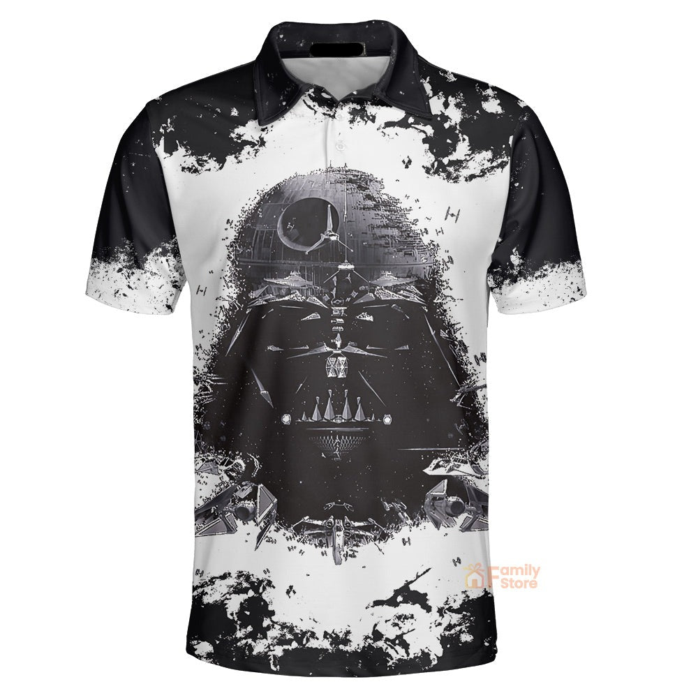 SW Polo Shirt SW Darth Vader Tower Polo Tees Black White