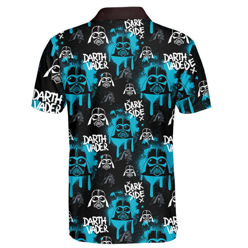 SW Polo Shirt Darth Vader Helmet Pattern Polo Tees Black Blue