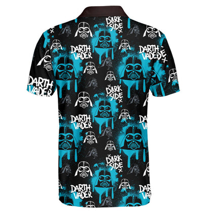 SW Polo Shirt Darth Vader Helmet Pattern Polo Tees Black Blue