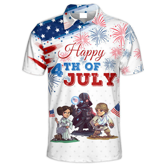 SW Polo Shirt SW Characters Happy 4th Of July Polo Tees Colorful