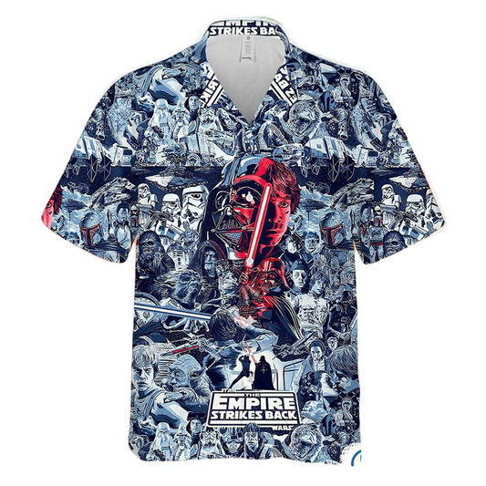 SW Hawaii Shirt SW The Empire Strikes Back Hawaiian Shirt Black White Unisex